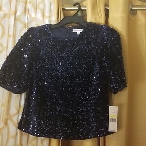 Nanette  Lepore Women's Navy Sequin Top